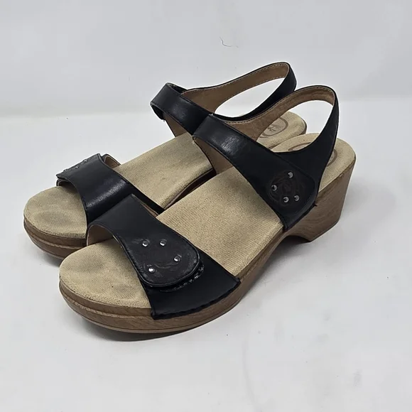 Dansko women eu 39 us 9 sonnet sandals shoes black leather strappy summer gorpco - Picture 7 of 11